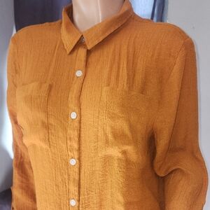 Cato Women's Mustard Button-Down Shirt